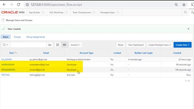 APEX02 of 30: Create developer and user accounts in an APEX workspace. смотреть онлайн