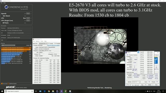 Intel Xeon E5-2670 V3 All Cores Overclock @ 3.1 GHz with BIOS Mods Cinebench R15 смотреть онлайн