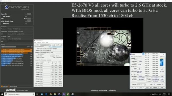 Intel Xeon E5-2670 V3 All Cores Overclock @ 3.1 GHz with BIOS Mods Cinebench R15