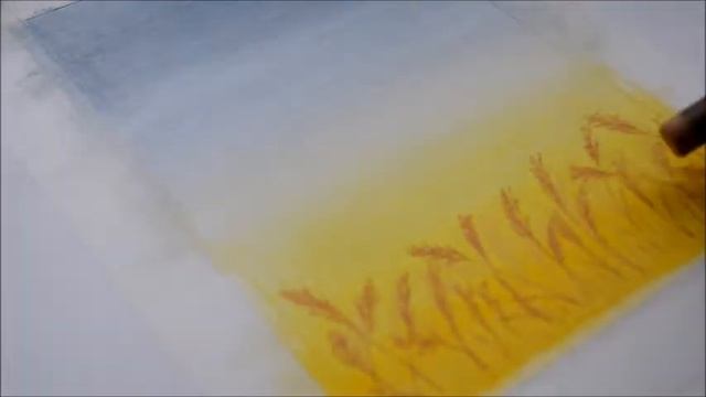 Как нарисовать поле с травой масляной пастелью. смотреть онлайн