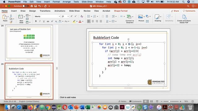 L37 F19CSE1321S01 Discussed Bubble, Exchange, Selectectoon and Insertion Sort Algorithms with Java, смотреть онлайн