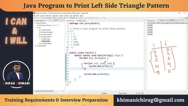36 | Java Program To Print Left Side Triangle | Java Nested For Loop смотреть онлайн