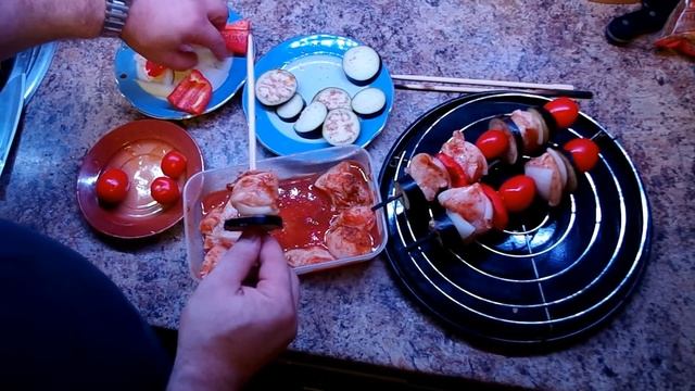 Шашлык из куриного филе с овощами в духовке смотреть онлайн