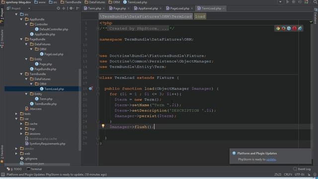 Используем DataFixture для добавление Page и Term - (Symfony 3 - Blog #5 ) смотреть онлайн