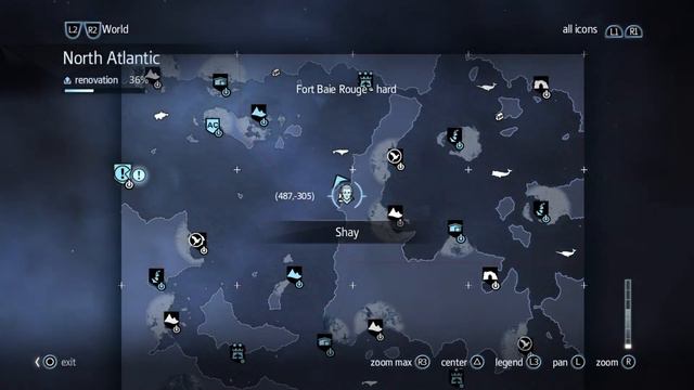 Assassins Creed Rogue - Templar Treasure Map Relic - 487, - 305  North Atlantic