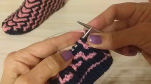 ТАПОЧКИ-НОСОЧКИ ЛЕНИВЫЙ ЖАККАРД на 2 спицах. Вязание спицами.