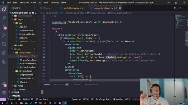 React Hook Form V7 with Material UI and Typescript Tutorial | Part 3 -- useFieldArray