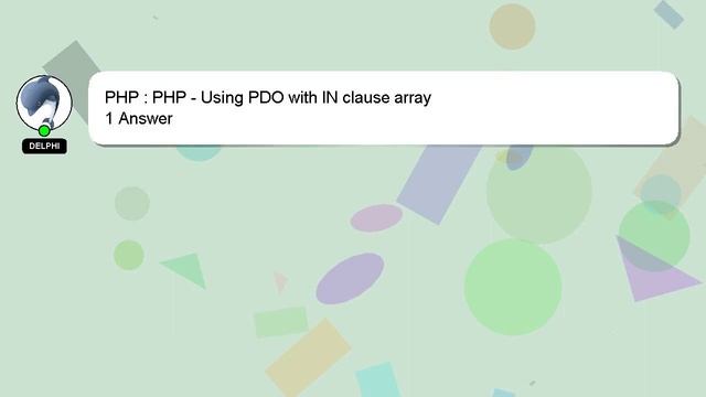 PHP : PHP - Using PDO with IN clause array смотреть онлайн
