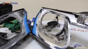 Mitsubishi Outlander : установка Bi-Led линз + Ангельские глазки. Покраска отражателя в чёрный.