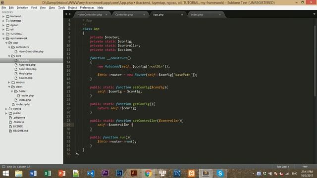 Hướng dẫn tự viết framework PHP - Bài 11: Viết code cho Base Controller, render view смотреть онлайн