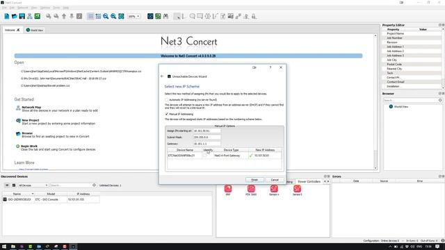 Configuring a Net3 Gateway using Net3 Concert