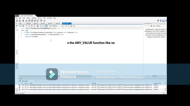 how to use ANY_VALUE to solve error 1055 in SQL смотреть онлайн