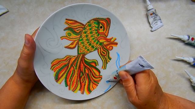 Декоративная тарелка. Рыба. Мастер класс.