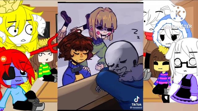 Реакция андертейл на гастера, санса, папайрус(если не правильно простите) чара, фриск(фризк)