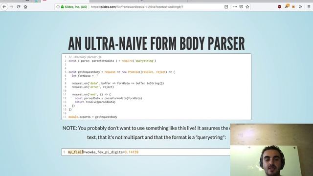 PART 3: Build a Node.js web app with no frameworks from scratch (frameworkless.js) смотреть онлайн