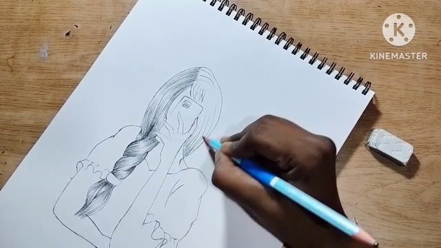 Hidden face - pencil sketch || how to draw a girl taking a selfie || смотреть онлайн