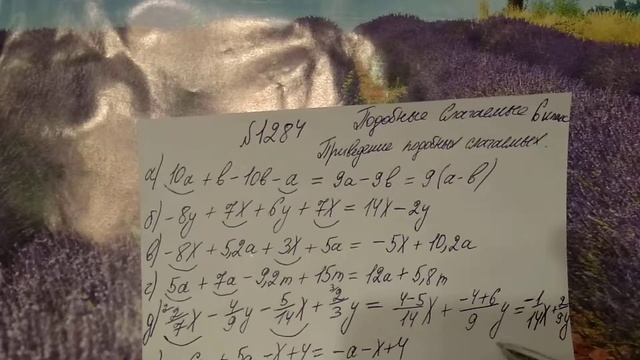 1284 математика 6 класс. Подобные слагаемые примеры смотреть онлайн