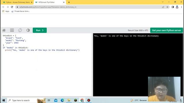 W3School Python Dictionary смотреть онлайн