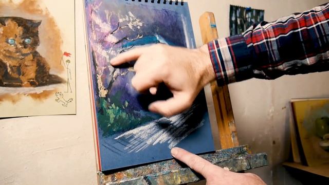 Определившись с цветом, работать легче. Масляная пастель. смотреть онлайн