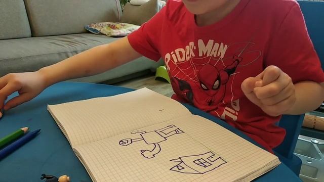 Рисуем вместе домик и человечка. Видео с рисованием смотреть онлайн