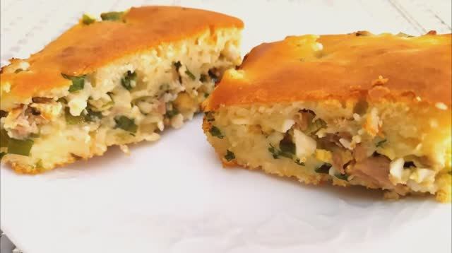 Быстрое и простое тесто для заливного пирога - пирог с тунцом смотреть онлайн