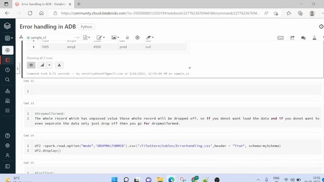 #7. Error Handling||#Corrupt Records||#Bad Records||#Incompatible Records in PySpark AzureDataBrick смотреть онлайн