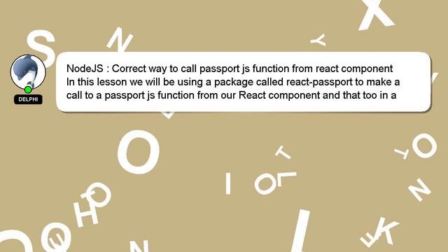NodeJS : Correct way to call passport js function from react component смотреть онлайн