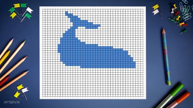 Кит по клеточкам ? Как нарисовать кита по клеточкам | Whale Pixel Art | смотреть онлайн