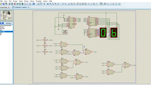 CONTADOR digital 0 15 Proteus 8 Professional Schematic смотреть онлайн