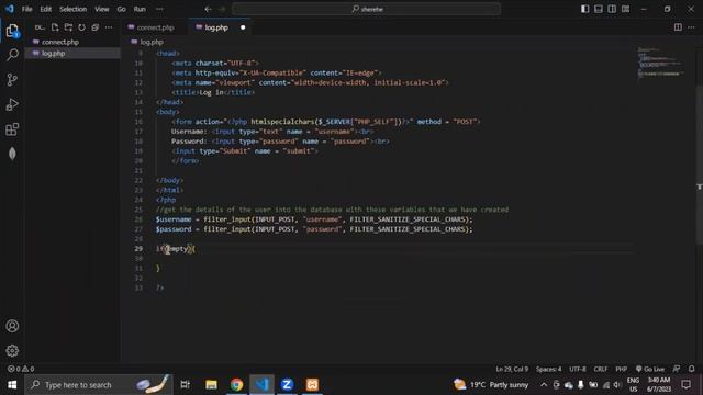 Log in a user using their Username and Password to an SQL database while avoiding SQL injections! смотреть онлайн