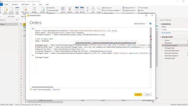 Refresh with deleted Columns in new Dataset | M | Advanced | Power BI смотреть онлайн