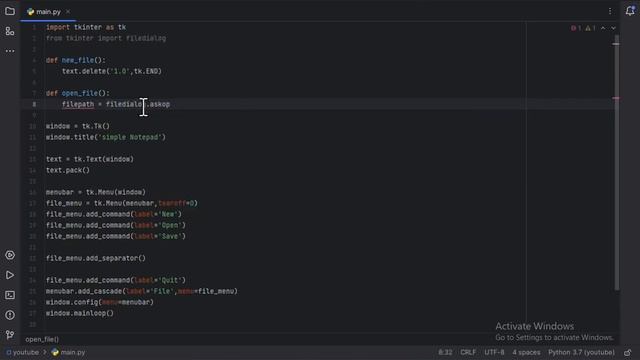 tkinter : simple notepad using python смотреть онлайн