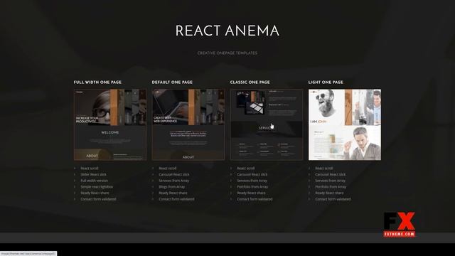 Anema - React OnePage Template react landing page react js template смотреть онлайн