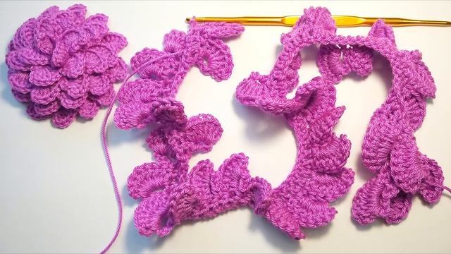 Объёмный цветок крючком. Three-dimensional flower crochet смотреть онлайн