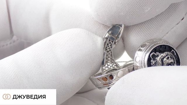 Запонки Мужские с Медведем (запонки Медведь), Артикул ЗМ-17_10_с, серебро 925 пробы смотреть онлайн