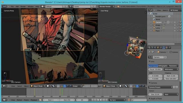 How To Animate 2D Art Motion Comic Page Blender 2.69 Tutorial смотреть онлайн