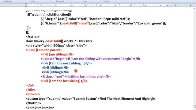 JQUERY NEXTUNTIL METHOD DEMO смотреть онлайн