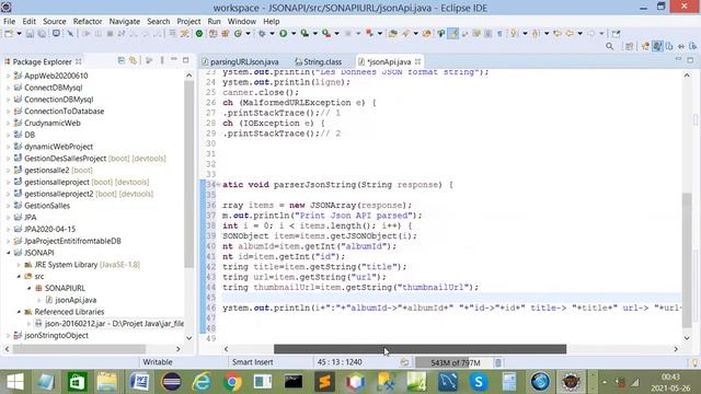 JSON API USING URL WITH JAVA partie2 смотреть онлайн