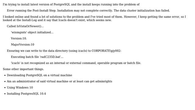 Databases: Trouble Installing PostgreSQL icacls смотреть онлайн
