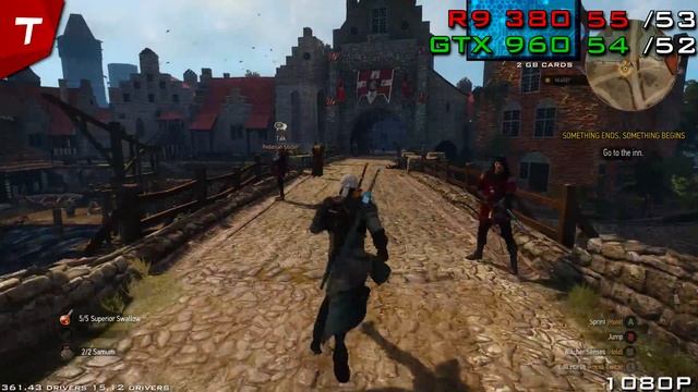 Witcher 3 1.11v : R9 380 2GB vs GTX 960 2GB |1080p|High|FPS смотреть онлайн