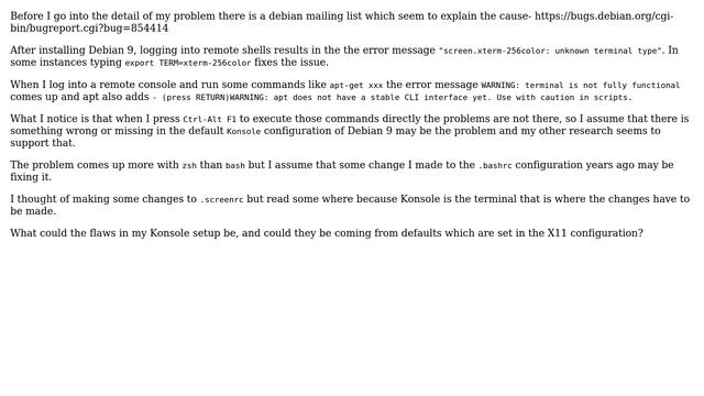 Logging into remote shells from Konsole on Debian 9 results in " screen.xterm-256color : unknown... смотреть онлайн