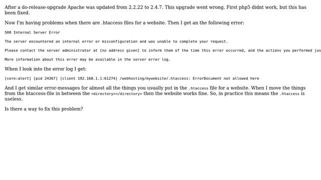Ubuntu: Apache 2.4.7 in 14.04.1 (server) htacces problem 500 error смотреть онлайн