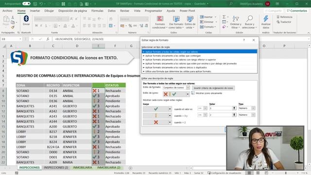 Aplicar Formato Condicional de Iconos en TEXTOS ❌✅⚠ en EXCEL. смотреть онлайн