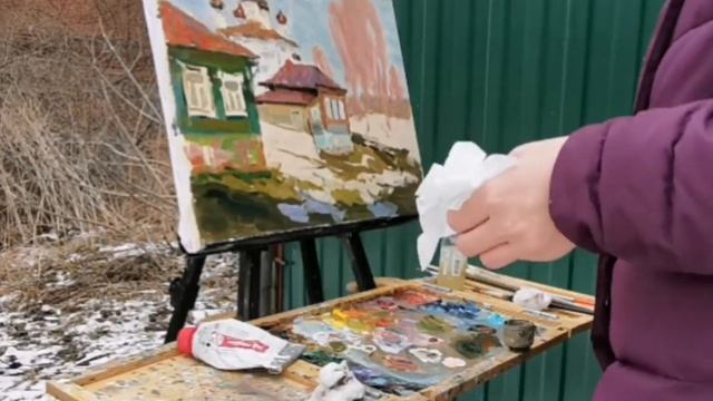 Этюд маслом из Гороховца. Пейзаж смотреть онлайн