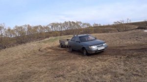 Ваз 2110 буксуем. С прицепом по весне