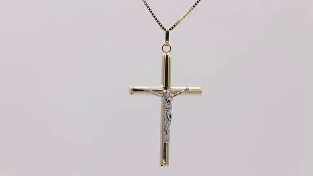 Echt 14 Karat Gold 585 Kreuz Anhänger mit Corpus Christi Bicolor (Art.203055) смотреть онлайн
