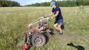 Роторная косилка для мотоблок брайт 135 15 лошадей, первое испытание