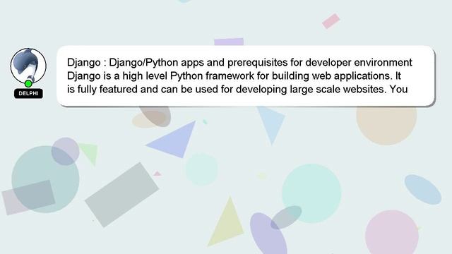 Django : Django/Python apps and prerequisites for developer environment смотреть онлайн