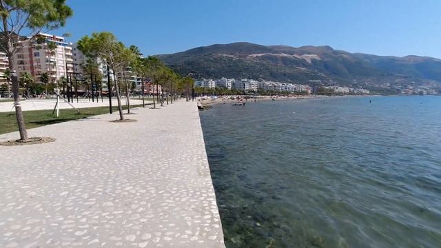 Vlore, Albania City & Beach Walking Tour [4K Video] Влёра, Албания прогулка по пляжу и набережной.