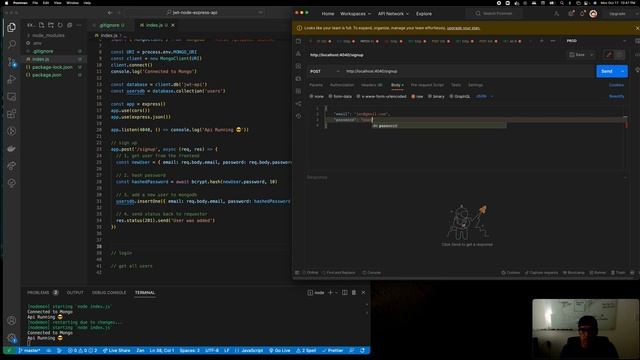 JWT token with Password Hashing in Node Express Mongo API смотреть онлайн